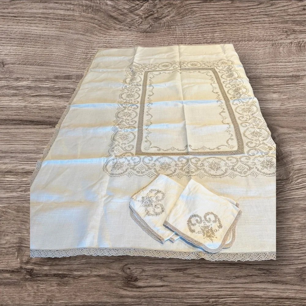Vintage Tablecloth Lace Cross Stitch
